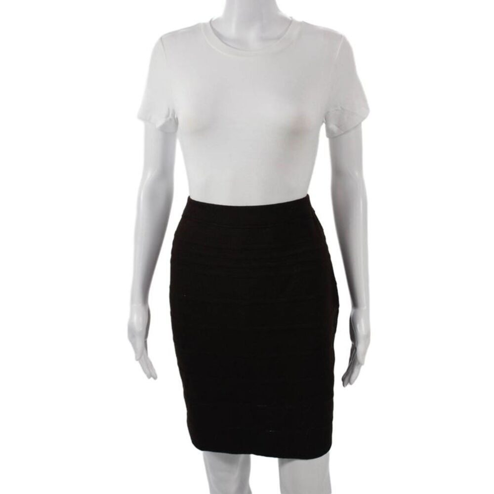 Alain Manoukian Womens Black Bandage Pencil Skirt Short Wool Acrylic Size 3
